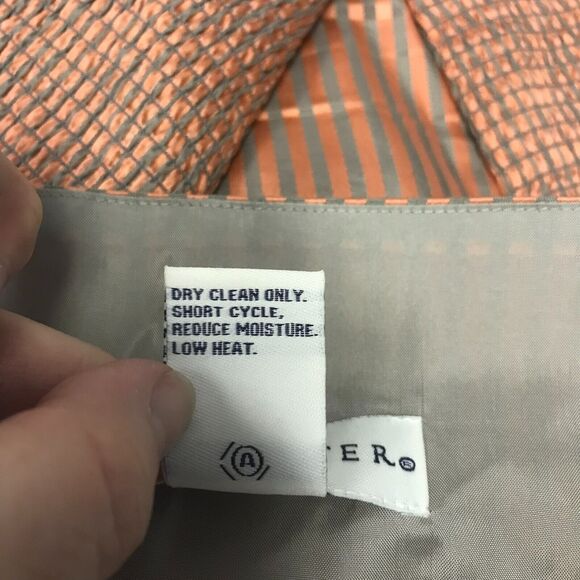 Doncaster Top Womens 10 Peach Tan Stripe Silk Blend Smocked Square Neck Tank - Picture 6 of 10